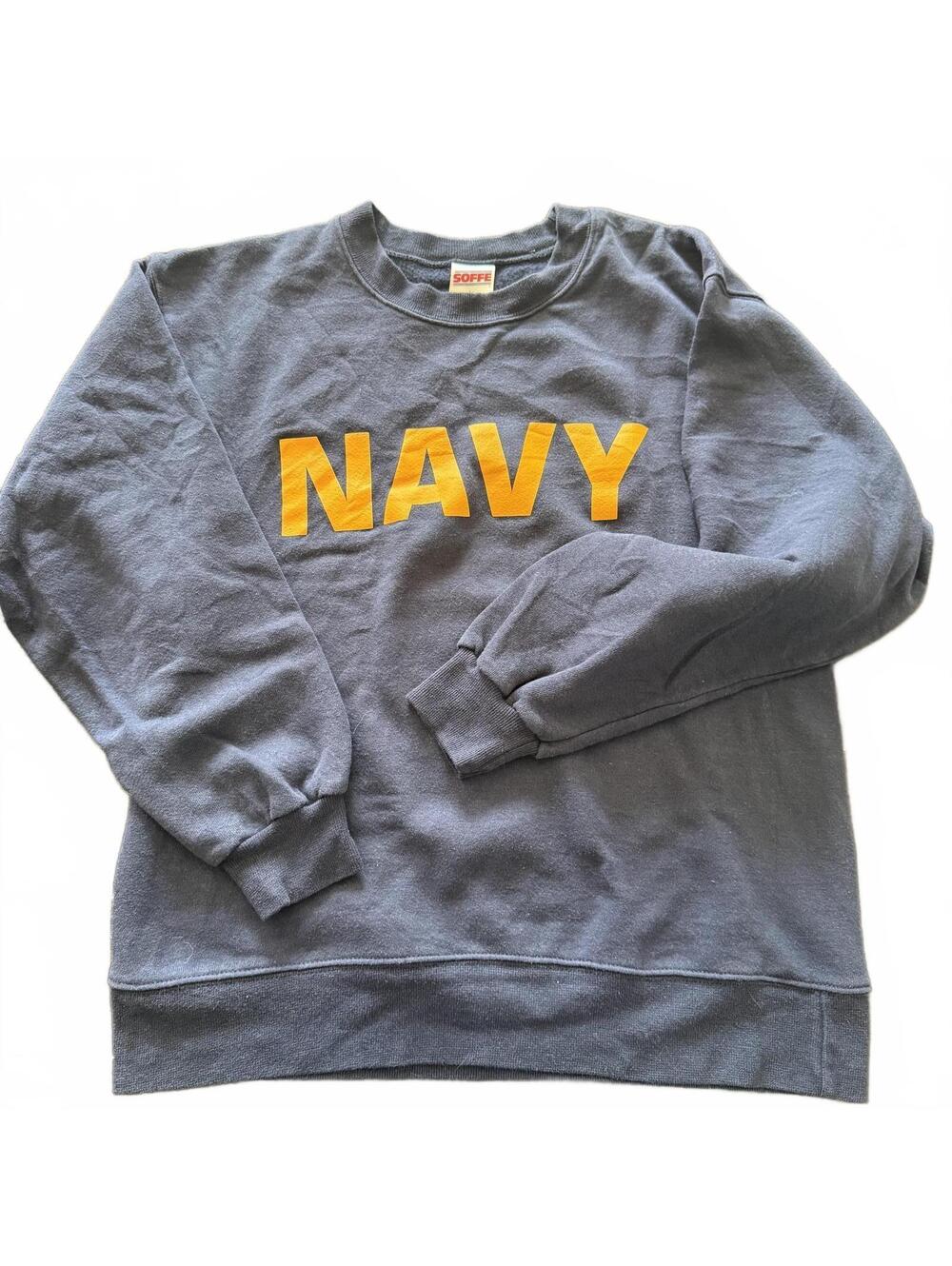 SOFFE NAVY Crewneck Sweatshirt Medium Navy Blue Military Pullover USA